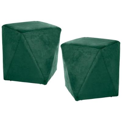 Kit 2 Puffs Decorativos Ametista B-303 Veludo Verde - Domi