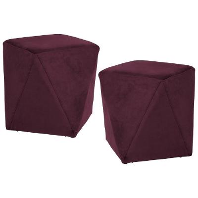 Kit 2 Puffs Decorativos Ametista B-278 Veludo Marsala