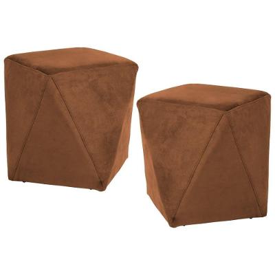 Kit 2 Puffs Decorativos Ametista B-262 Veludo Telha
