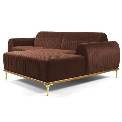 Sofá 350cm 6 Lugares Chaise Direito Pés Gold B-276 Terra
