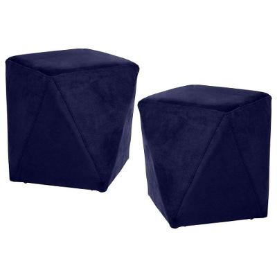 Kit 2 Puffs Decorativos Ametista B-287 Veludo Marinho