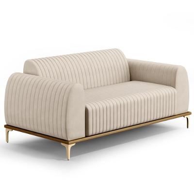Sofá 180cm 3 Lugares Base Gold Molino D06 Suede C-309 Bege
