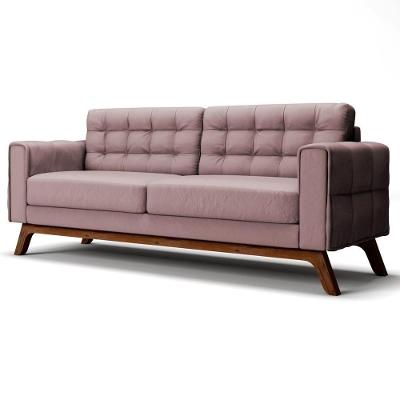 Sofá 230 Cm 3 Lugares Sandero B-305 Veludo Rosê - Domi
