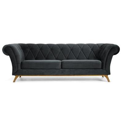 Sofá 210cm 3 Lugares Base Madeira Império B-317 Cinza