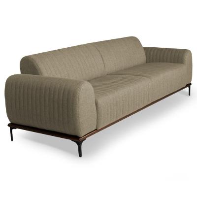 Sofá 210cm 3 Lugares Pés Preto Molino C-129 Linho Bege