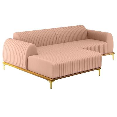 Sofá 255cm 4 Lugares Chaise Esquerdo Pés Gold C-105 Rosê