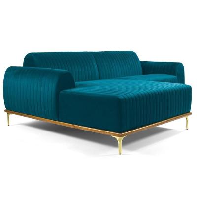 Sofá 265cm 4 Lugares Chaise Esquerdo Pés Gold B-66 Turquesa