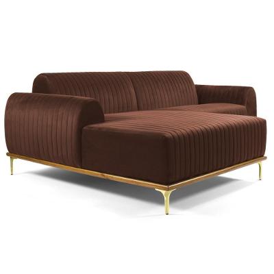 Sofá 255cm 4 Lugares Chaise Esquerdo Pés Gold B-276 Terra