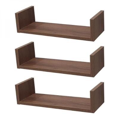 Kit 3 Prateleiras em U com Suporte Invisível 50X10cm Nogal