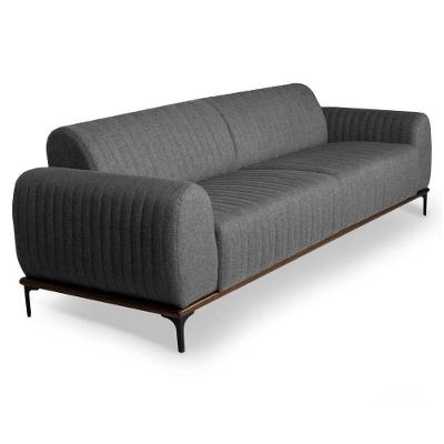Sofá 260cm 4 Lugares Pés Preto Molino C-416 Linho Cinza