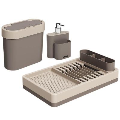 Conjunto Organização Sobre A Pia Flat 3 Peças Marrom E Bege Coza