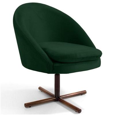 Poltrona Decorativa Sala De Estar Base Xis Madeira Rafa B-303 Veludo Verde Musgo - Domi