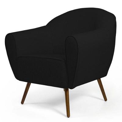 Poltrona Sala De Estar Nina Pés Palito Madeira B-300 Preto