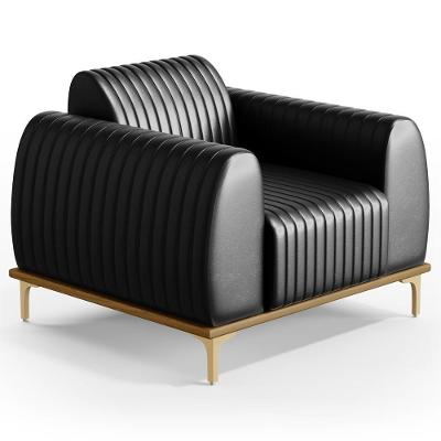 Poltrona Decorativa Base Gold Molino D06 Pu B-159 Preto