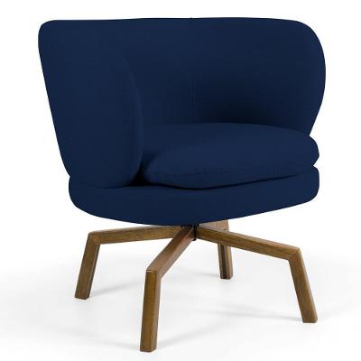 Poltrona Melissa Base Giratória Castanho B304 Azul Marinho