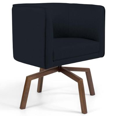 Poltrona Giratória Base Ka Madeira Betina C-05 Corano Preto