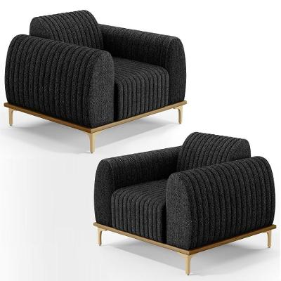 Kit 2 Poltronas Decorativas Base Gold D06 D-465 Chumbo