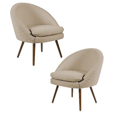 Kit 2 Poltronas Pés Palito Rafa C-129 Tressê Bege Escuro