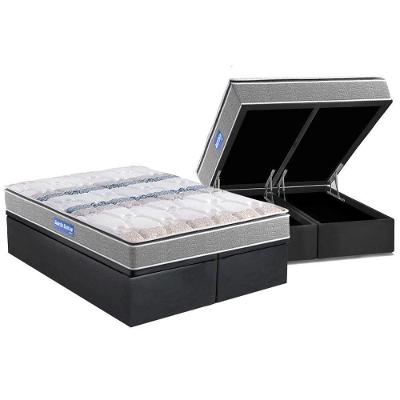 Cama Box Baú King: Colchão Espuma D45 Probel Guarda Costas + Base CRC Suede Gray(193x203)