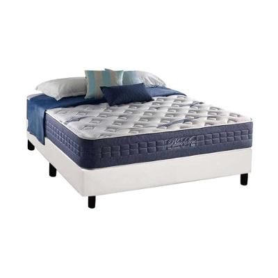 Cama Box Casal: Colchão Molas MasterPocket Ensacadas Anjos   Blue Sea + Base CRC Courano Branco(138x188)