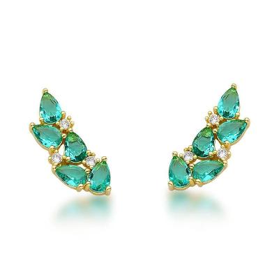 Brinco Zirconias Gotas Coloridas Banhado A Ouro 18k - Verde Claro