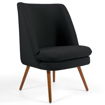 Poltrona Pés Palito Madeira Pérsia B300 Suede Preto Domi