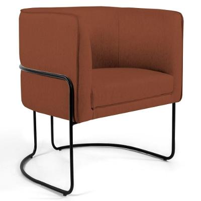 Poltrona Base Aço Betina B235 Linho Laranja Domi