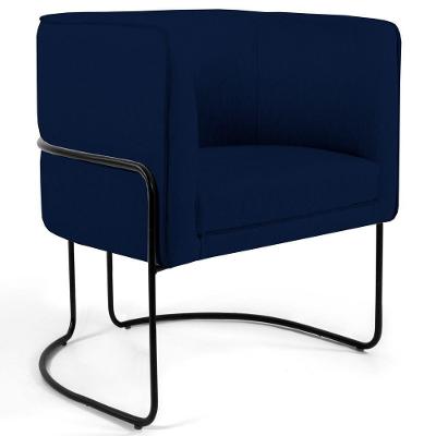 Poltrona Base Aço Betina B304 Veludo Azul Marinho Domi