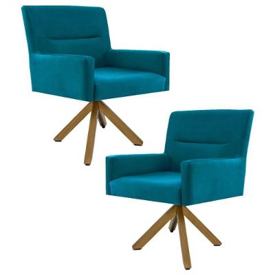 Kit 2 Poltronas Angel B66 Veludo Turquesa Domi