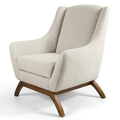 Poltrona Juliet Base De Madeira B370 Linho Bege Cru Domi