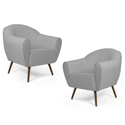 Kit 02 Poltronas Nina Pés Palito C315 Cinza Claro