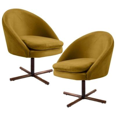 Kit 2 Poltronass Base Xis Madeira Rafa B279 Veludo Mostarda