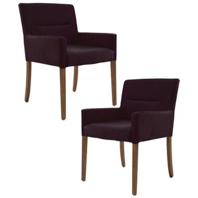 Kit 2 Poltronass Base Madeira Angel B292 Veludo Uva Domi