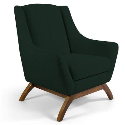 Poltrona Base Manu Madeira Juliet C117 Linho Verde Musgo
