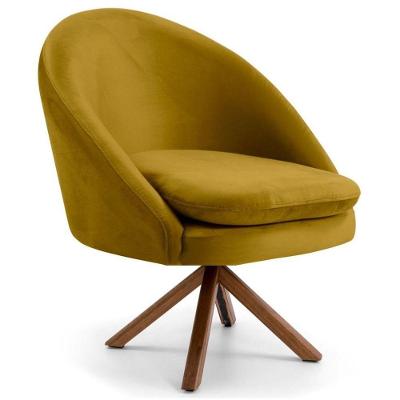 Poltrona Decorativa Base Giromad Madeira Rafa B-279 Veludo Mostarda