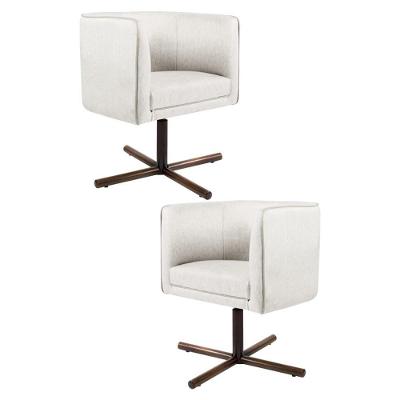 Kit 2 Poltronas Base Xis Madeira Betina A-48 Linho Flocos