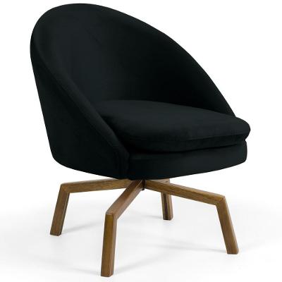 Poltrona Base Ka Madeira Rafa B300 Veludo Preto Domi