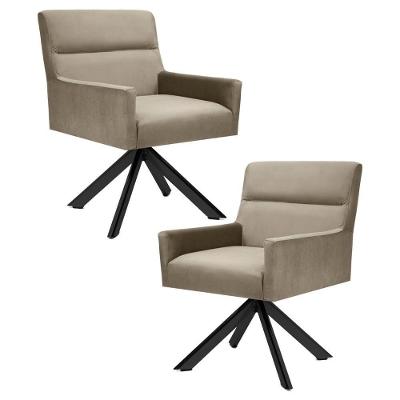 Kit 2 Poltronas Eiffel Preto Angel B68 Marrom Claro