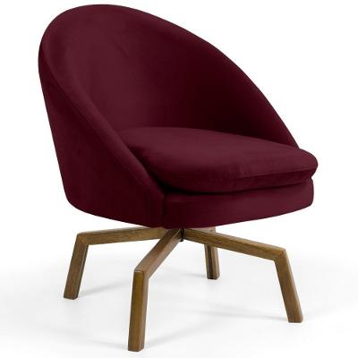 Poltrona Base Ka Madeira Rafa B278 Veludo Marsala Domi