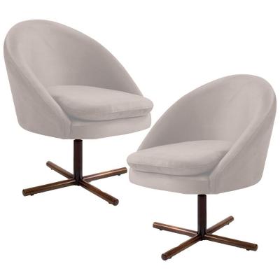 Kit 2 Poltronas Base Xis Madeira Rafa B-309 Veludo Bege