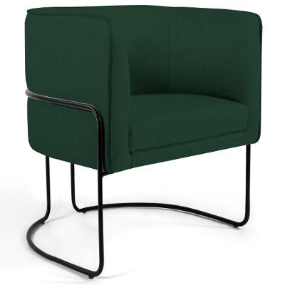 Poltrona Base Aço Betina C117 Linho Verde Musgo Domi