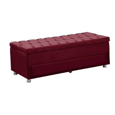 Calçadeira Sapateira Baú Munique 140cm De Largura Veludo Star Confort Vinho