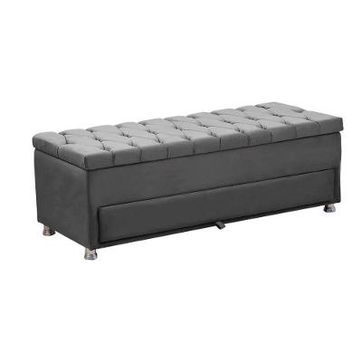 Calçadeira Sapateira Baú Munique 140cm De Largura Veludo Star Confort Cinza Chumbo