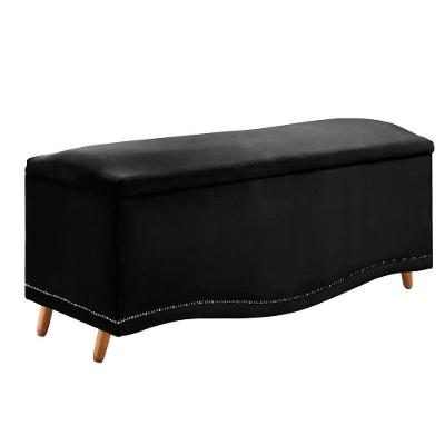 Calçadeira Sapateira Baú Holanda 195cm De Largura Veludo Star Confort Preto