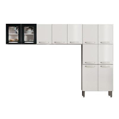 Cozinha Compacta Evidence 3 Peças (2 Armários + 1 Paneleiro) Cpt51 Branco/Preto - Bertolini