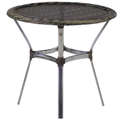Mesa Ascoli Em Alumínio Com O Tampo Tramado Para Cozinha, Edícula, Jardim E Piscina Capuccino
