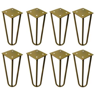 Kit 8 Pés De Metal 15 Cm Mesas De Centro Puffs Dourado