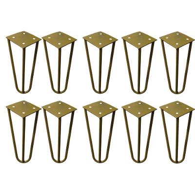 Kit 10 Pés De Metal 15 Cm Mesas De Centro Puffs Dourado