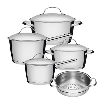 Jogo De Panelas 4 Peças + Cozi-vapore Allegra Em Aço Inox Fundo Triplo Tramontina