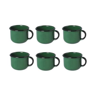 Jogo De Xícara De Cafezinho 06 Peças Esmaltada Verde 120 Ml Ewel